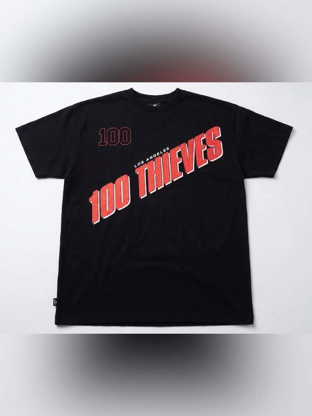 100 Thieves Los Angeles T-Shirt Mens Medium Black Red Spellout Graphic Esports
